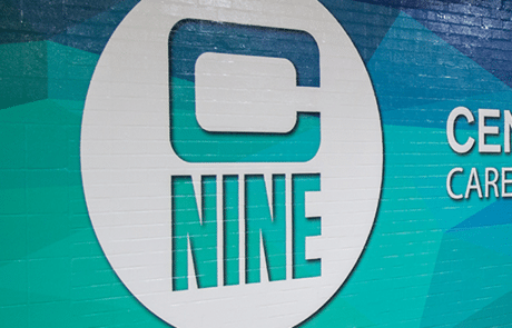 wall graphics on cinder block