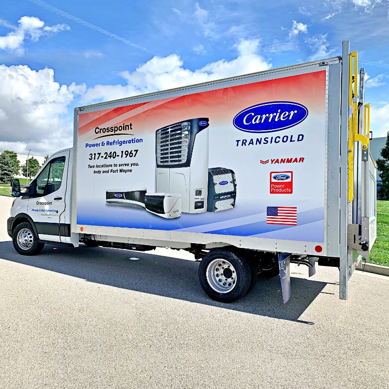 White box truck for Cider Co. displaying fleet graphics in an Atlanta, GA parking lot.